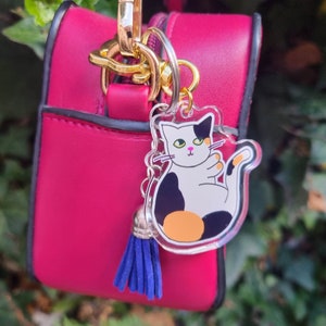 Cute Cat Keyring / Cat Keychain / Kawaii / Calico Cat / Orange White and Black Kitty / Cute Gift /Bag Purse Accessory