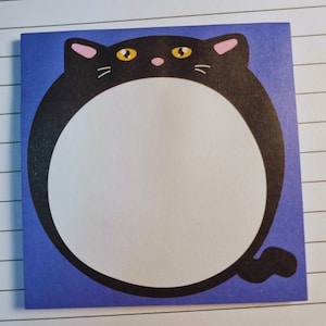Cute Sticky Notes / Cat Stationery / Self-Stick Notepads / To Do List / Organiser, Desk Accessories / Black White Cat / Planner / Cute Gift
