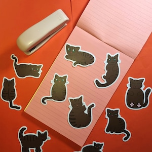Tabby Brown Stripey Cat Stickers Pack, Kitty Collection, Journal Die-Cut Vinyl, Kawaii Stationery, Laptop Phone Bottle Decal, Cute fun Gift