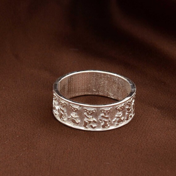 Grateful dead dancing bears sterling silver band ring clearance