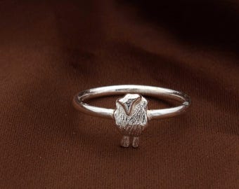 Handmade Sterling Silver Sheep Ring: Solid 925 Hallmarked Band, New year Jewelry.