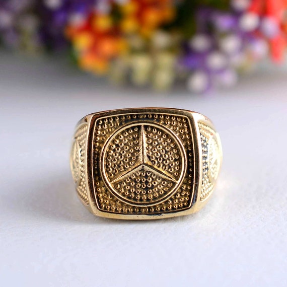 Mercedes Logo Ring | Mens gold jewelry, Gold bangles for women, Fashion  wedding jewelry