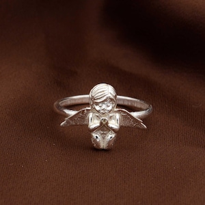 Sterling Silver Angel Ring: Chunky Handmade Jewelry Gift, New year Jewelry. image 1