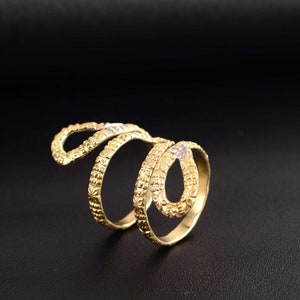 Antique Textured Spiral Ring – Adjustable Tribal Style Gold Statement Jewelry