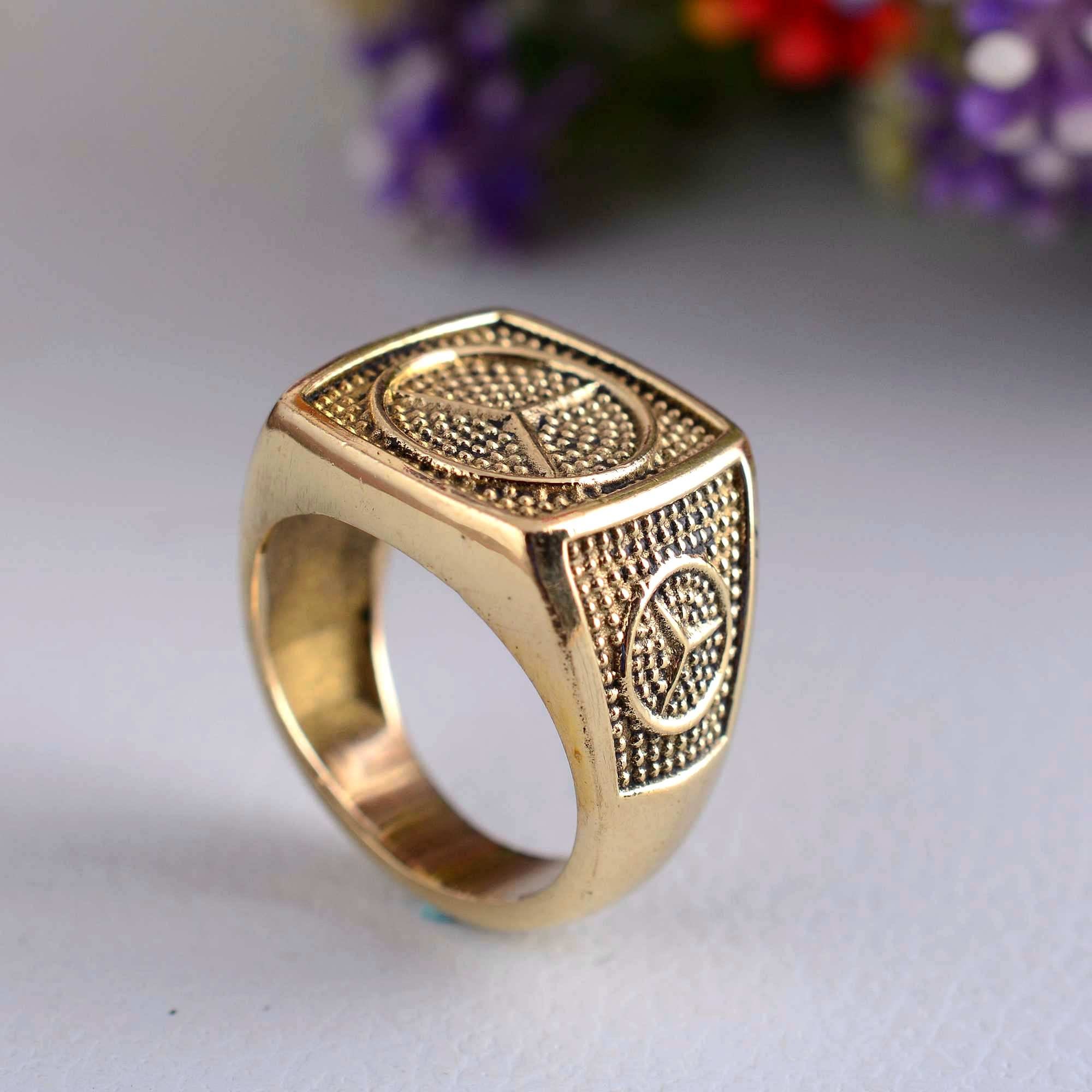 Handcrafted German Silver Mercedes Benz Logo Ring, Luxury Car 