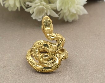 Textured Coiled Snake Statement Ring - Bold Textured Brass Serpent Wrap Ring, Wedding gift.