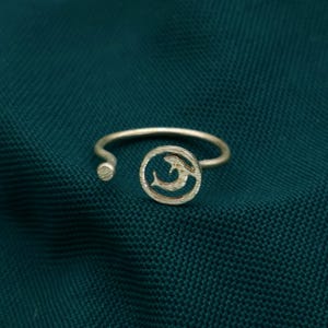 Dolphin Circle Adjustable Ring – Minimal Marine Life Symbol Jewelry