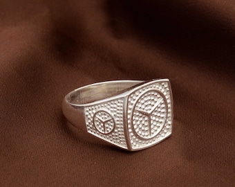 Mercedes Benz Ring: 18K Gold Sterling Silver Signet