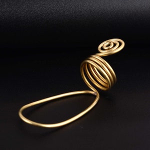 Spiral Coil Statement Ring – Handmade Adjustable Boho Gold Wire Wrap Ring, Halloween Gifts