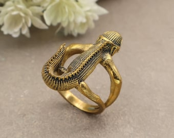 Vintage Gecko Ring, Gold Lizard Ring, Gecko Statement Ring, Reptile Jewelry, Adjustable Animal Ring, Boho Nature Ring, Unique Gift for Her
