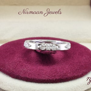 Round Cut Diamond Simulant Wedding Band Women, Unique Lacie Band Women, 925 Sterling Silver Band For Women, Flush Set Ring, Promise Ring