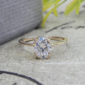 Oval Cut Solitaire Engagement Ring, Solitaire Sterling Silver Ring, Cubic Zirconia Ring, Simulant Women Ring, Promise Ring, Gift For Her