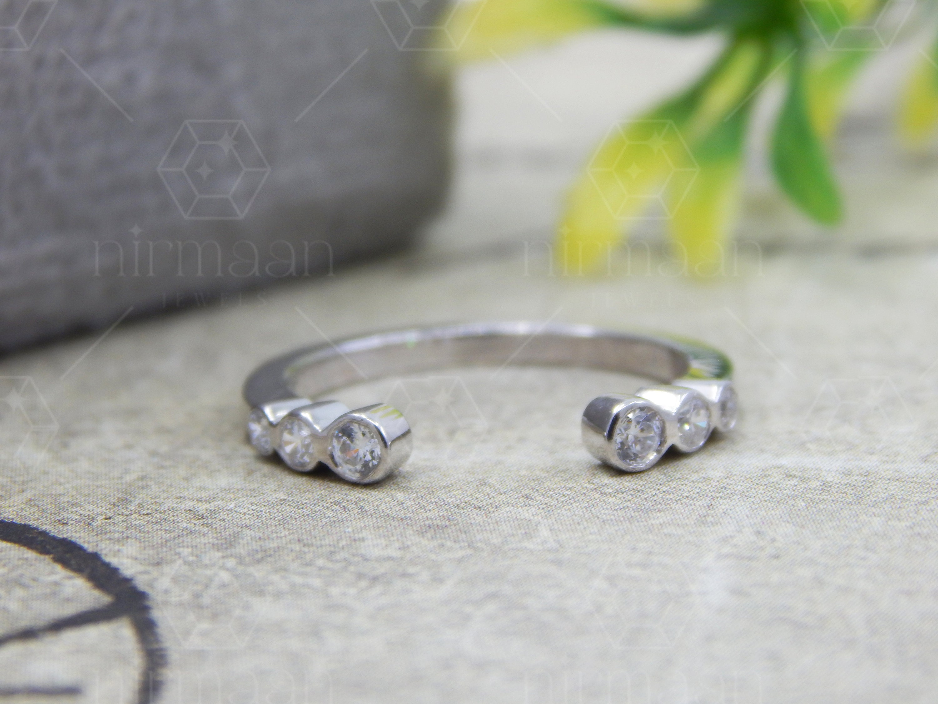 Cubic Zirconia 925 Sterling Silver Open Band Ring - Etsy