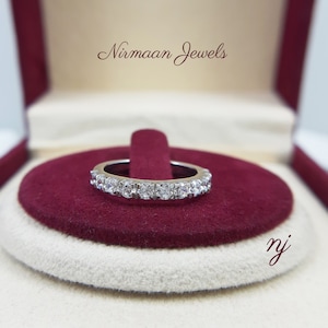 Round Cut  Wedding Band Women, Half Eternity Anniversary Band In 925 Silver, Matching Wedding Band, Round Diamond Simulant Wedding Band