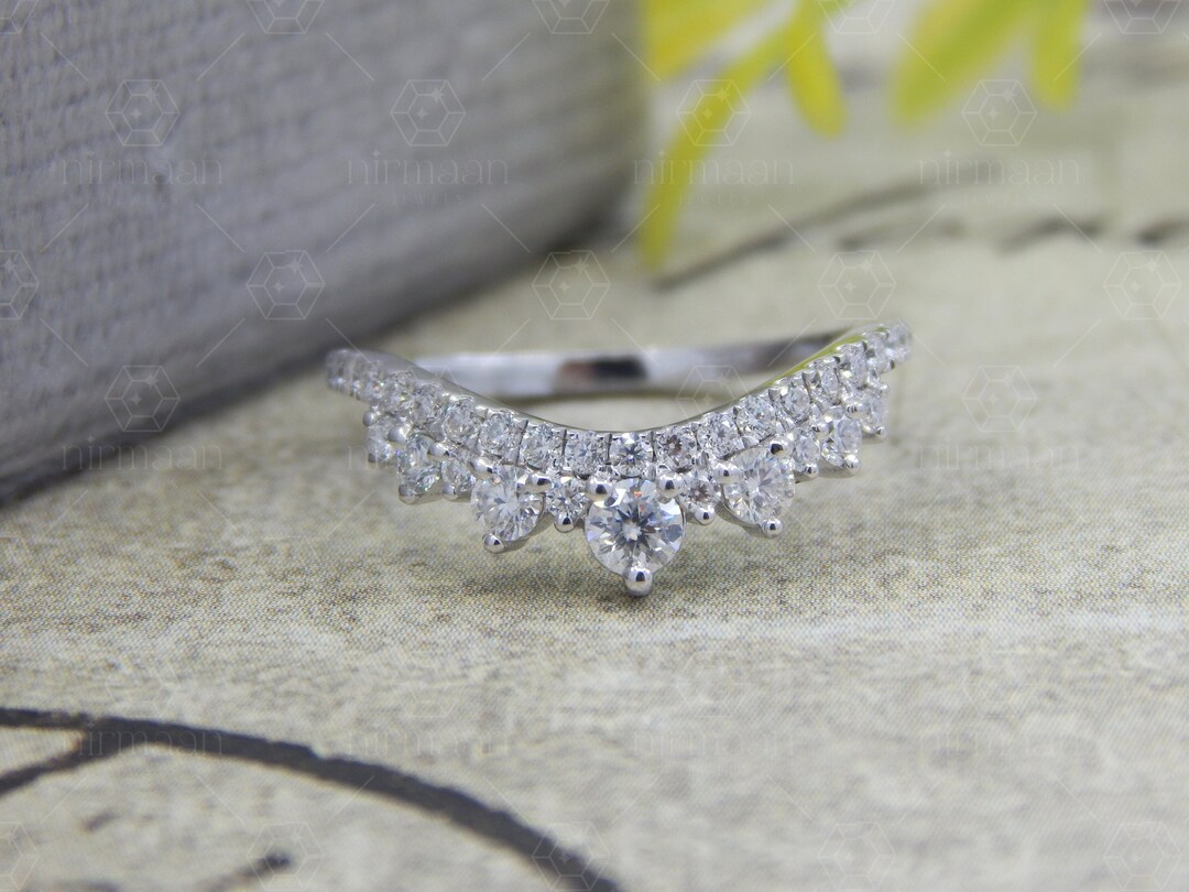 Cubic Zirconia Tiara Crown Ring, 925 Sterling Silver Wedding Band - Etsy