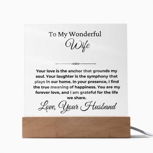 To my Wife acrylic plaque from husband , Gift For Her Valentine’s Day birthday , Personalized acrylic plaque, Handmade acrylic plaque