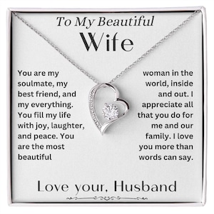 Colar com mensagem para minha esposa, presente do marido para a esposa, futura esposa, presente de aniversário para esposa, presente para ela, joias feitas à mão