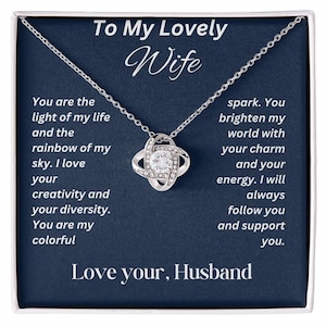 Colar com mensagem para minha esposa, presente do marido para a esposa, futura esposa, presente de aniversário para esposa, presente para ela, joias feitas à mão