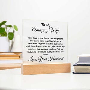 To my Wife acrylic plaque from husband , Gift For Her , future wife  acrylic plaque, Handmade acrylic plaque, gift for woman