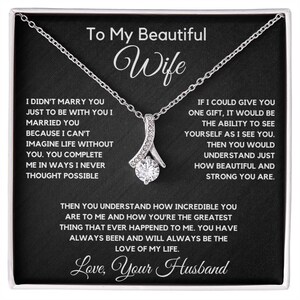 Colar para minha esposa com cartão de mensagem, presente de esposa do marido, presente de aniversário para esposa, presente para ela, joias personalizadas, joias feitas à mão