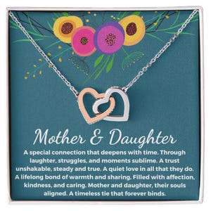 Mutter Tochter Halskette | Geburtstagsgeschenk für Mutter oder Tochter | Herz Halskette | Mama Schmuck mit Zitat, Schmuck für Mama