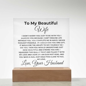 To my Wife acrylic plaque from husband , Gift For Her Valentine’s Day birthday , Personalized acrylic plaque, Handmade acrylic plaque