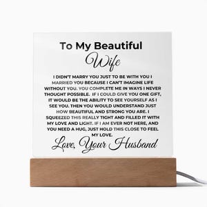 To my Wife acrylic plaque from husband , Gift For Her Valentine’s Day birthday , Personalized acrylic plaque, Handmade acrylic plaque
