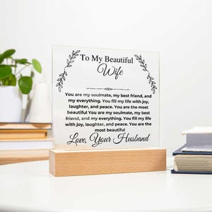 To my Wife acrylic plaque from husband , Gift For Her Valentine’s Day birthday , Personalized acrylic plaque, Handmade acrylic plaque
