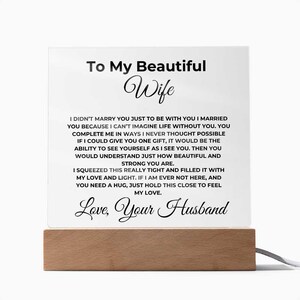To my Wife acrylic plaque from husband , Gift For Her Valentine’s Day birthday , Personalized acrylic plaque, Handmade acrylic plaque
