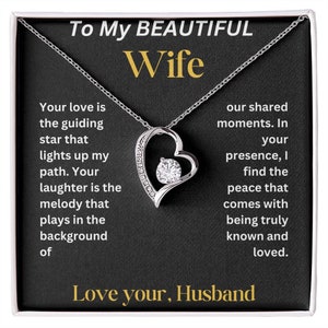 Colar com mensagem para minha esposa, presente do marido para a esposa, futura esposa, presente de aniversário para esposa, presente para ela, joias feitas à mão