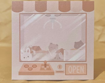 Cute Arcade Claw Machine Game Sticky Note - Sticky Note - Decorative Memo and Notes / Stationery - Kawaii Sticky Note / Note Pad - Memo Pad