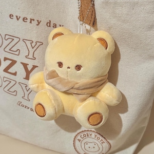 Cute ‘My COZY Bear’ Keychain Plush - Bear Plushie w/ Scarf - Plushies - Kawaii - Bear Accessory / Bag Accessories - Bear Keychain