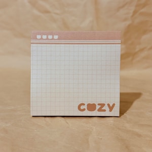 Cute COZY Gridded Sticky Note - Sticky Note - Decorative Memo and Notes / Stationery - Kawaii Sticky Note / Note Pad - Memo Pad