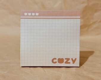 Cute COZY Gridded Sticky Note - Sticky Note - Decorative Memo and Notes / Stationery - Kawaii Sticky Note / Note Pad - Memo Pad