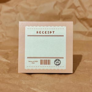 Cute Receipt Sticky Note - Sticky Note - Decorative Memo and Notes / Stationery - Kawaii Sticky Note / Note Pad - Memo Pad - Cozy