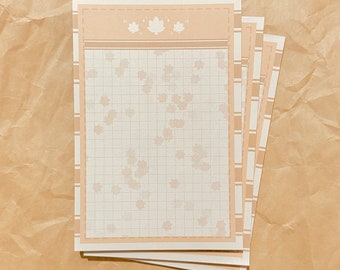 Cute 6x4 Autumn Leaves Note Pad - Gridded Notepad - Memo and Notes / Stationery - Kawaii Memo Pad / Non-Sticky Notepad - Autumn Sweater Leaf