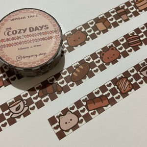 Cute Cafe and Animal Washi Tape - CAFE WASHI TAPE - Decorative Tape / Stationery - Kawaii Washi Tape / Sticker / Coffee, Bear, Dessert, etc.