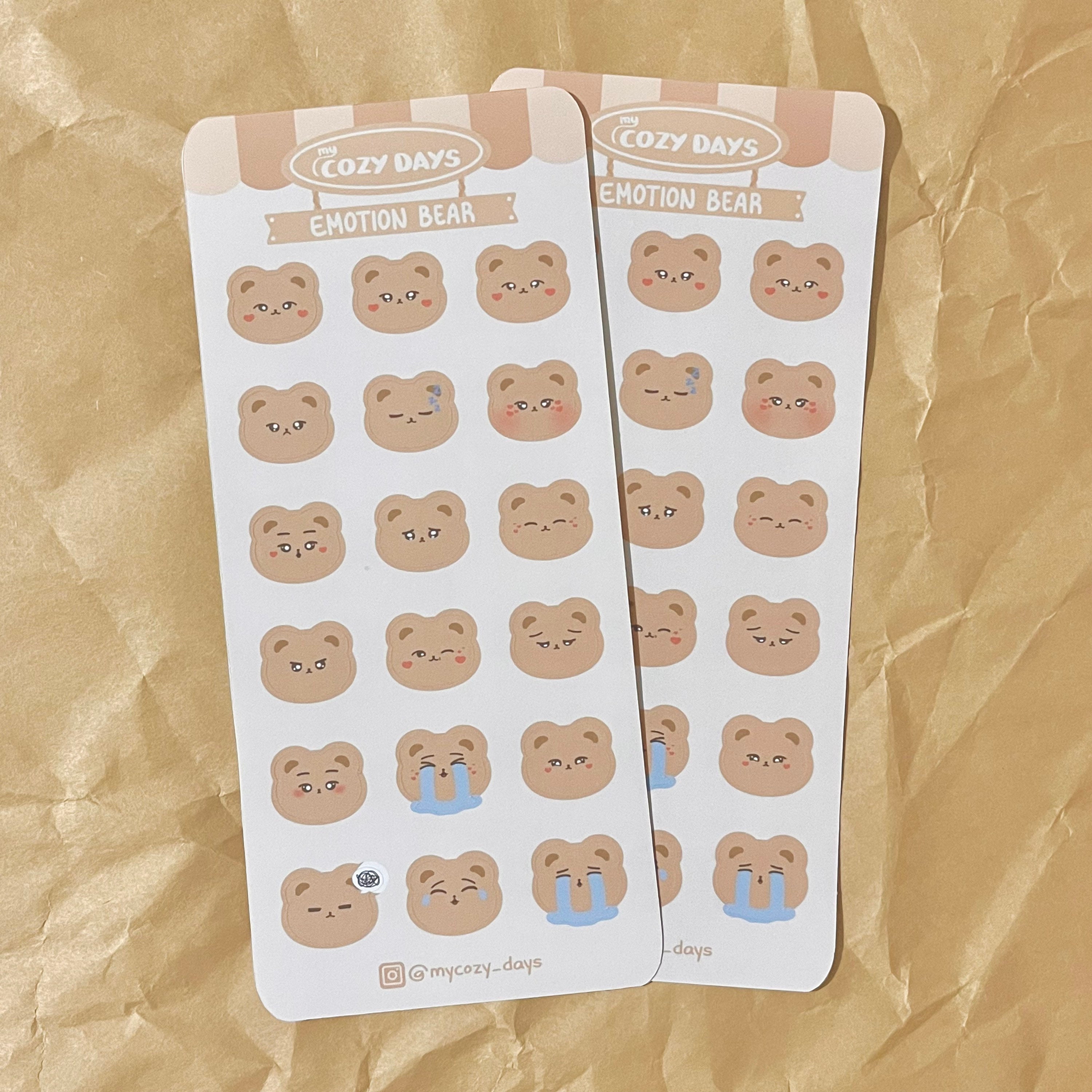 Kawaii Mushroom Bear Glossy Sticker Sheet Cute Kuma Cottage Core Stickers 