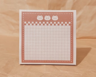 Cute Trio Bear Gridded Sticky Note - Sticky Note - Decorative Memo and Notes / Stationery - Kawaii Sticky Note / Note Pad - Memo Pad