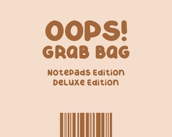 OOPS GRAB BAG - Bloco de Notas / Edição Deluxe - Bloco de Notas - Bloco de Anotações Decorativo - Papelaria - Bloco de Notas Kawaii / Bloco de Notas Adesivas