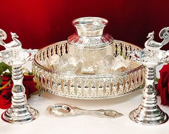 German silver combo pooja set for wedding / pooja/festival/ house warming party