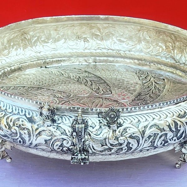 German silver Urli/ fruit bowl / home décor/ fruit basket fully carved/gift item for diwali