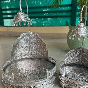 German silver jhula/ swing/ sing Hasan for laddu Gopal/ Krishan/ kahna/ showpiece/ home décor style 1