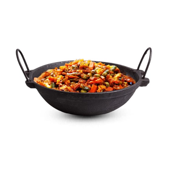 Cast Iron Kadai/kadhai for Cooking & Deep Frying With Strong Handle,  Naturally Non-stick, Long Lasting 