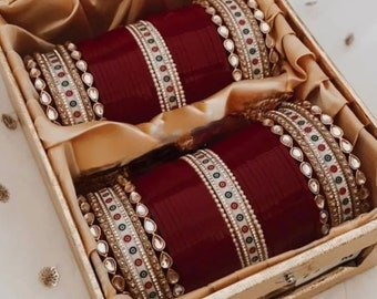 beautiful bridal chura set/ Bridal Punjabi Chura Wear Red and Golden Small Chura Set for Marriage for Girls and Women.