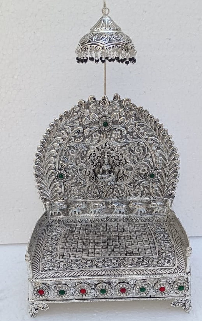 German silver jhula/ swing/ sing Hasan for laddu Gopal/ Krishan/ kahna/ showpiece/ home décor style 4