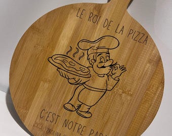 Planche à Pizza en Bois/Bambou – Ø 35 cm – Cadeau Personnalisé - Cadeau de Noël - Idée cadeau de Noël - Cadeau fan de pizzas
