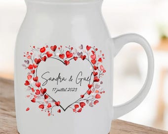 Personalized ceramic milk jug – 450 ml – Personalized gift for women – Small decorative vase – Valentine's Day gift