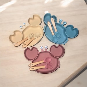 Personalized Baby Meal Set – Silicone Suction Plate + Wooden Spoon and Fork