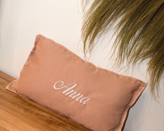 Personalized embroidered cushion – Baby shower gift, embroidered name, nursery decor, linen or cotton gauze cushion, original gift